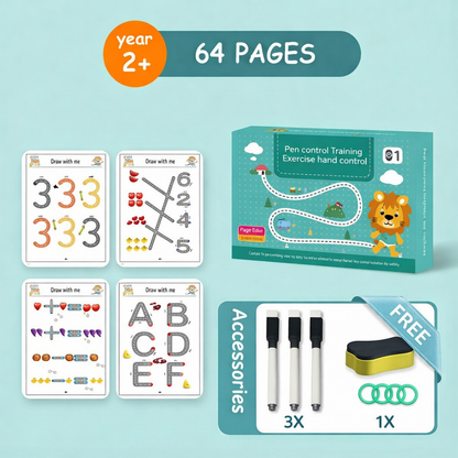 64 Pages Magic Writing Book + (Free 3 Markers & Eraser)