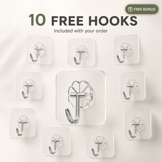 Heavy-Duty Wall Hook Set – 2×6 Hook Strips + 10 Bonus Hooks